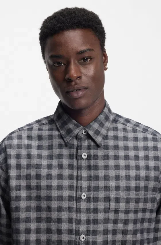 Checked oversized-fit shirt in cotton twill Checked oversized-fit shirt in cotton twill