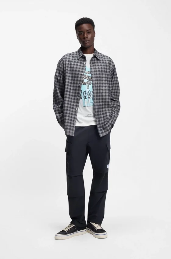 Checked oversized-fit shirt in cotton twill Checked oversized-fit shirt in cotton twill