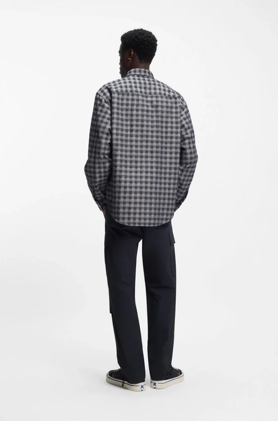 Checked oversized-fit shirt in cotton twill Checked oversized-fit shirt in cotton twill