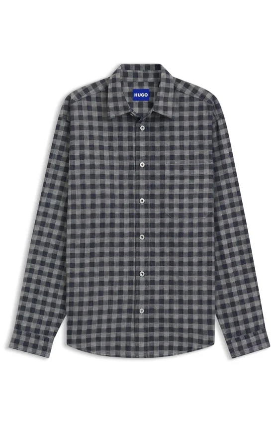 Checked oversized-fit shirt in cotton twill Checked oversized-fit shirt in cotton twill