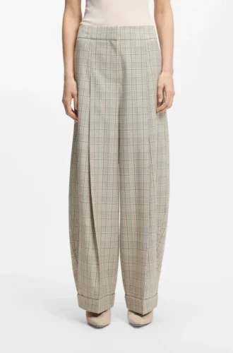Checked oversized-fit trousers in stretch wool