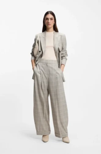 Checked oversized-fit trousers in stretch wool