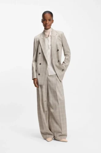 Checked regular-fit blazer in stretch wool