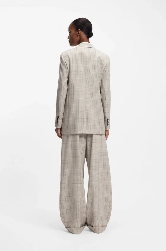 Checked regular-fit blazer in stretch wool Checked regular-fit blazer in stretch wool