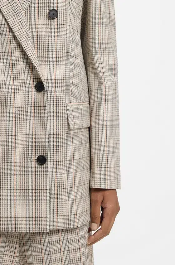 Checked regular-fit blazer in stretch wool Checked regular-fit blazer in stretch wool