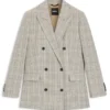 Checked regular-fit blazer in stretch wool Checked regular-fit blazer in stretch wool