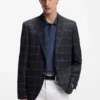 Checked regular-fit jacket in comfort-stretch cloth