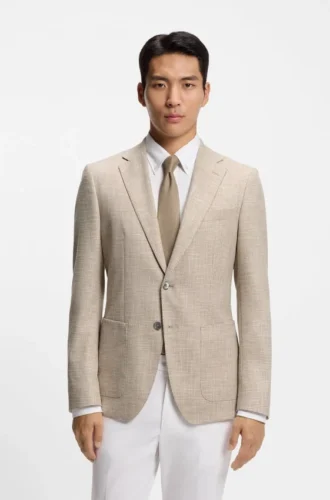 Checked regular-fit jacket in comfort-stretch cloth