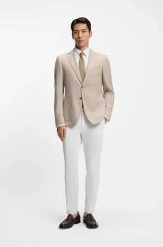 Checked regular-fit jacket in comfort-stretch cloth