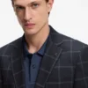 Checked regular-fit jacket in comfort-stretch cloth