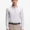 Checked regular-fit shirt in Italian-made cotton twill