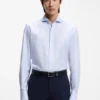 Checked regular-fit shirt in Italian-made cotton twill