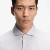 Checked regular-fit shirt in Italian-made cotton twill