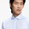 Checked regular-fit shirt in Italian-made cotton twill