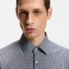 Checked regular-fit shirt in performance-stretch fabric