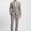 Checked regular-fit suit in virgin wool