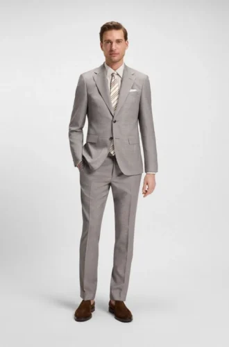 Checked regular-fit suit in virgin wool