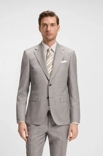 Checked regular-fit suit in virgin wool