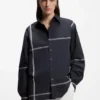 Checked relaxed-fit blouse in cotton canvas