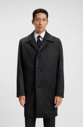Checked relaxed-fit coat in wool and cashmere