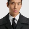 Checked relaxed-fit coat in wool and cashmere