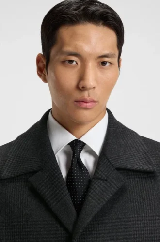 Checked relaxed-fit coat in wool and cashmere