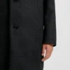 Checked relaxed-fit coat in wool and cashmere