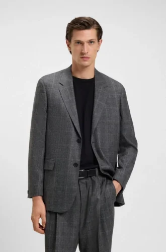 Checked relaxed-fit jacket in stretch wool