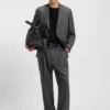 Checked relaxed-fit jacket in stretch wool Checked relaxed-fit jacket in stretch wool