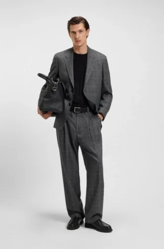 Checked relaxed-fit jacket in stretch wool