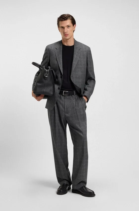 Checked relaxed-fit jacket in stretch wool Checked relaxed-fit jacket in stretch wool