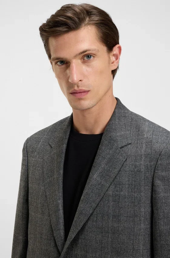 Checked relaxed-fit jacket in stretch wool Checked relaxed-fit jacket in stretch wool