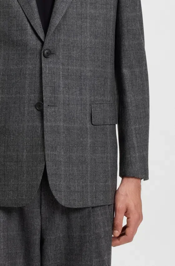 Checked relaxed-fit jacket in stretch wool Checked relaxed-fit jacket in stretch wool