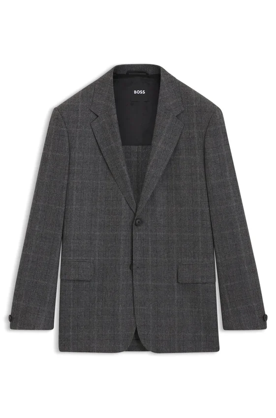 Checked relaxed-fit jacket in stretch wool Checked relaxed-fit jacket in stretch wool