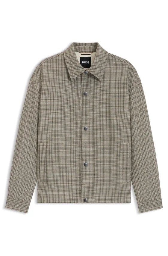 Checked relaxed-fit overshirt in stretch fabric Checked relaxed-fit overshirt in stretch fabric