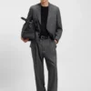 Checked relaxed-fit trousers in stretch wool