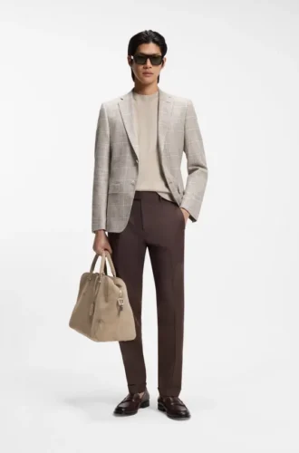 Checked slim-fit jacket in a cotton blend