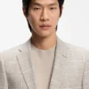 Checked slim-fit jacket in a cotton blend