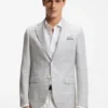 Checked slim-fit jacket in linen and virgin wool Checked slim-fit jacket in linen and virgin wool