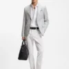 Checked slim-fit jacket in linen and virgin wool Checked slim-fit jacket in linen and virgin wool