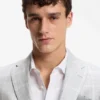 Checked slim-fit jacket in linen and virgin wool Checked slim-fit jacket in linen and virgin wool