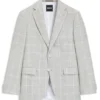 Checked slim-fit jacket in linen and virgin wool Checked slim-fit jacket in linen and virgin wool