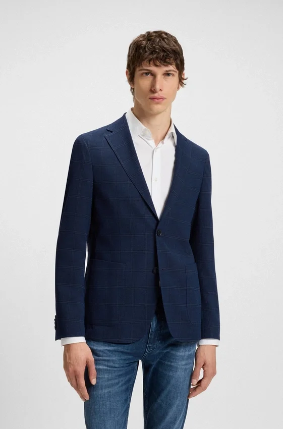 Checked slim-fit jacket in stretch cloth Checked slim-fit jacket in stretch cloth