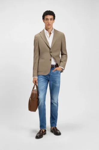 Checked slim-fit jacket in stretch cloth