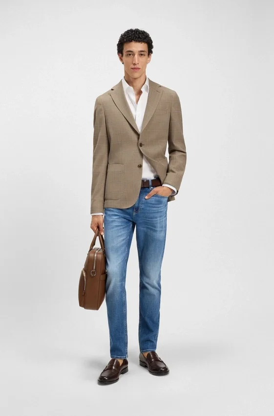 Checked slim-fit jacket in stretch cloth Checked slim-fit jacket in stretch cloth