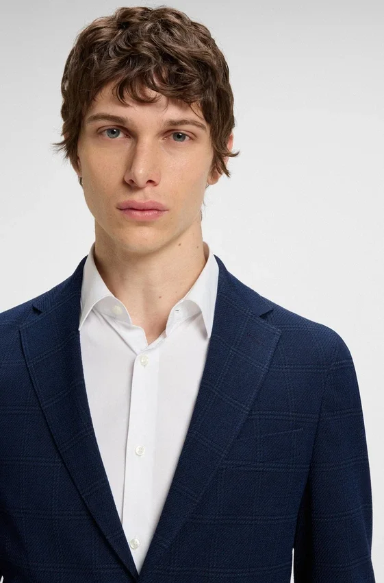 Checked slim-fit jacket in stretch cloth Checked slim-fit jacket in stretch cloth
