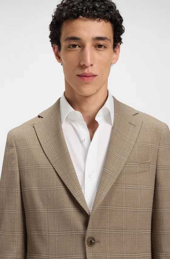 Checked slim-fit jacket in stretch cloth Checked slim-fit jacket in stretch cloth