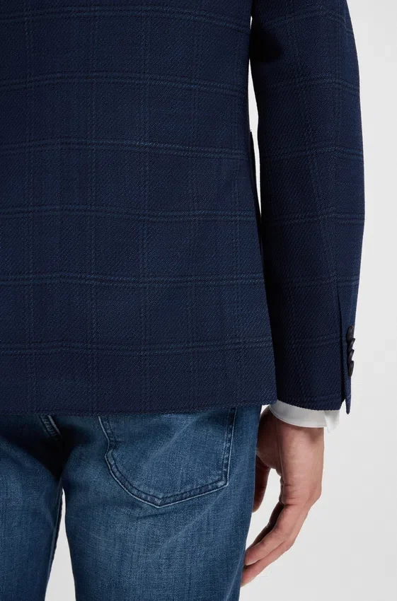 Checked slim-fit jacket in stretch cloth Checked slim-fit jacket in stretch cloth