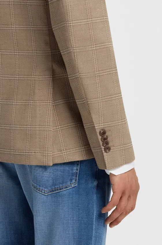 Checked slim-fit jacket in stretch cloth Checked slim-fit jacket in stretch cloth