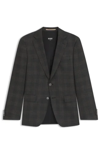 Checked slim-fit jacket in virgin wool